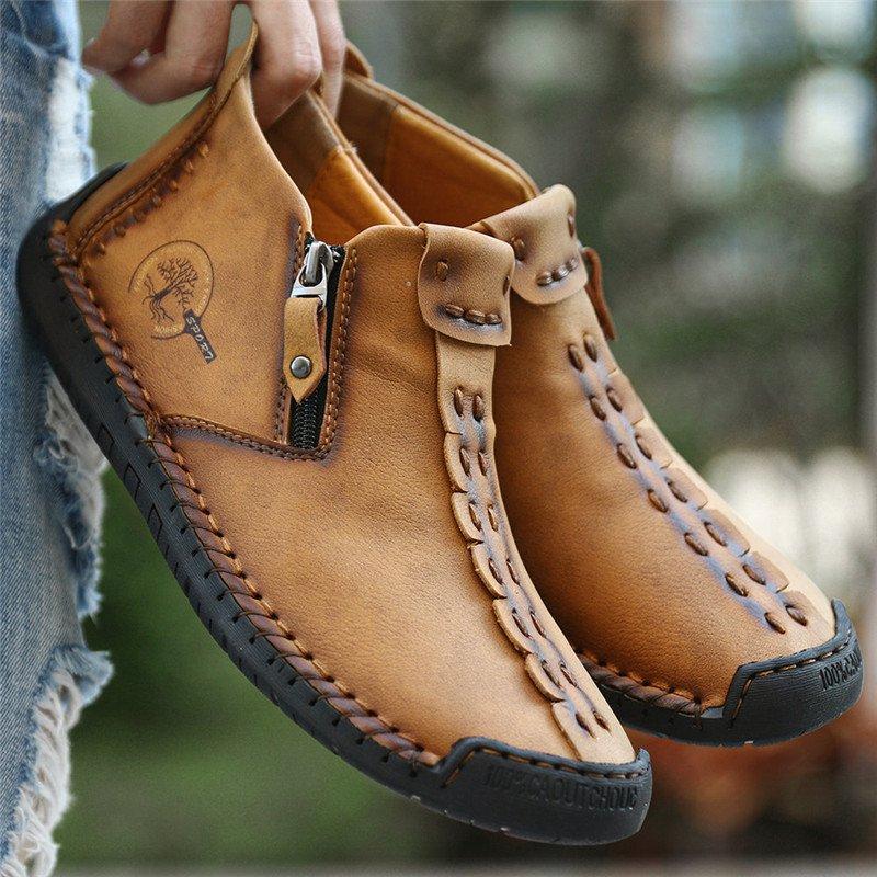 Handgemaakte Herenschoenen met Antislipzool en Ritssluiting Casual Laarzen Premium Comfortlaarzen Heren | Sulvida