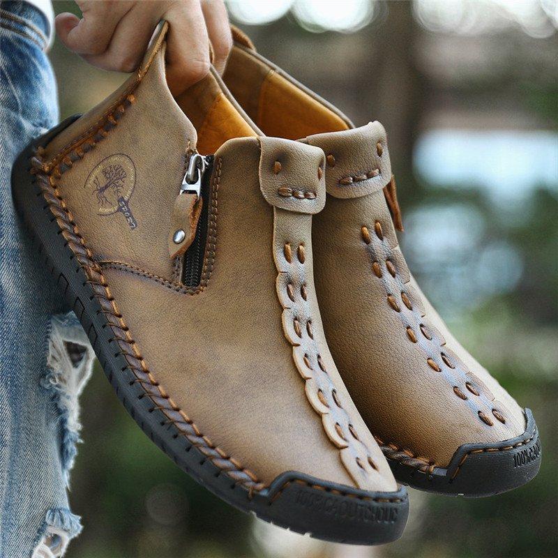 Handgemaakte Herenschoenen met Antislipzool en Ritssluiting Casual Laarzen Premium Comfortlaarzen Heren | Sulvida