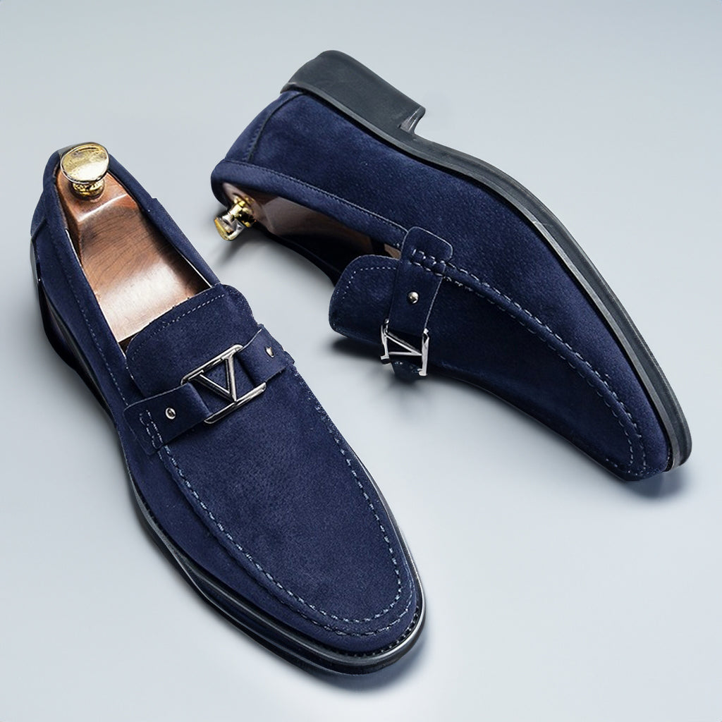 Heren Loafers met Gesp Donkerblauw & Zwart Instappers Premium Comfort Slip-on Schoenen Elegant Zakelijk | Sulvida