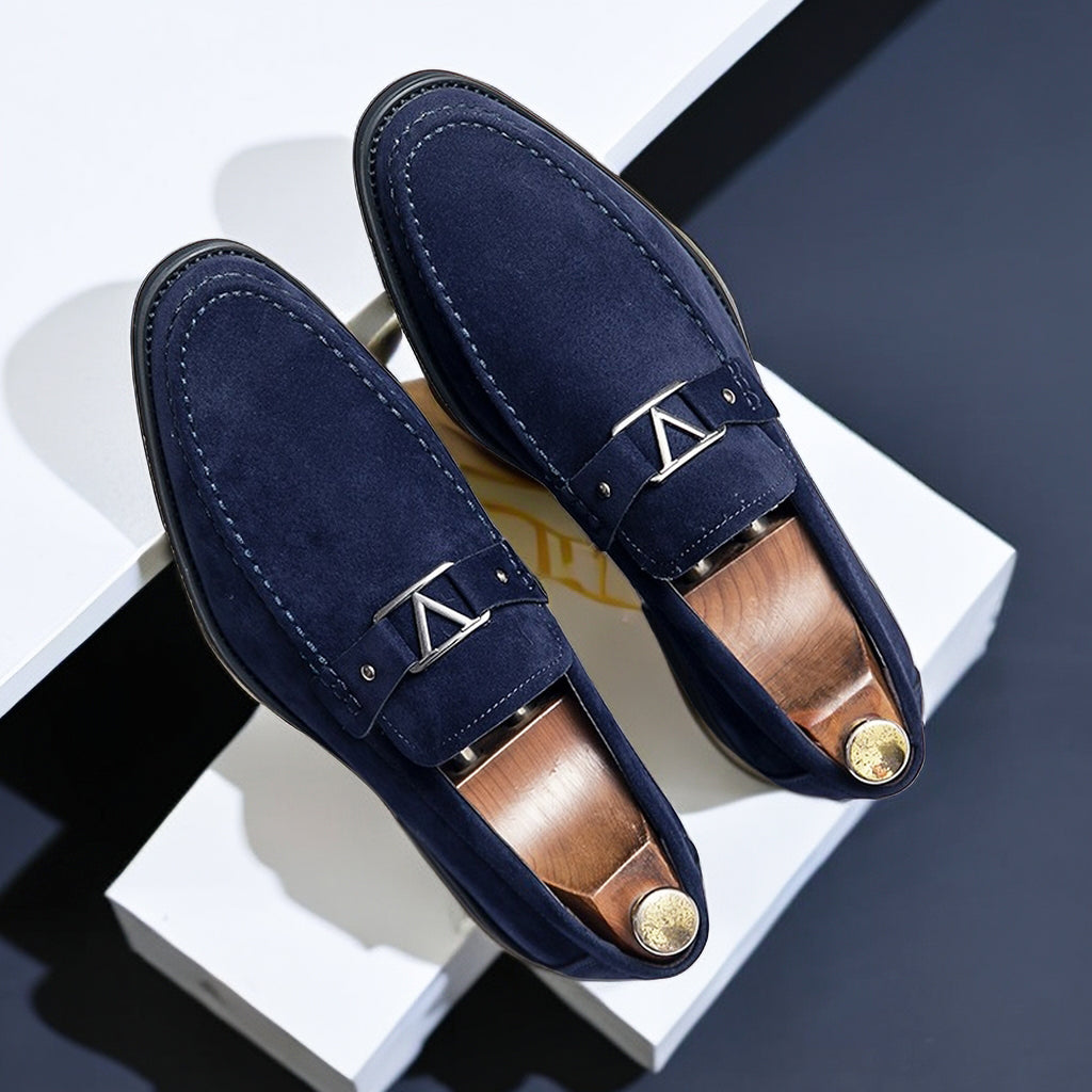 Heren Loafers met Gesp Donkerblauw & Zwart Instappers Premium Comfort Slip-on Schoenen Elegant Zakelijk | Sulvida