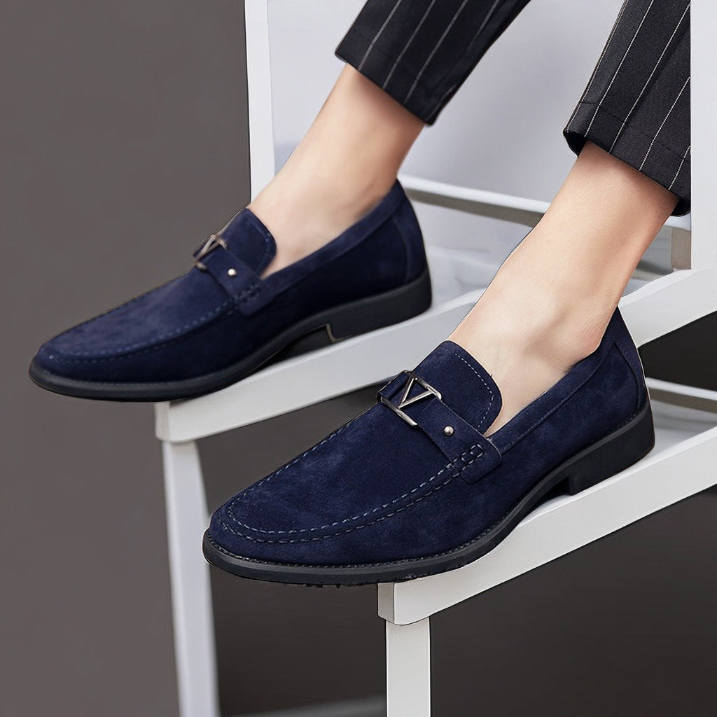 Heren Loafers met Gesp Donkerblauw & Zwart Instappers Premium Comfort Slip-on Schoenen Elegant Zakelijk | Sulvida