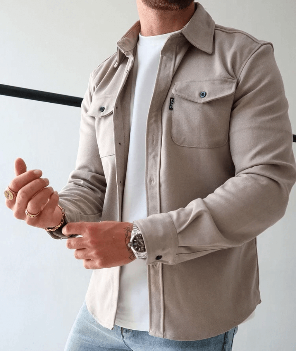 Modern Fit Overhemdjack voor Heren Stijlvol Comfortabel Casual Shirt met Dubbele Borstzakken en Knoopsluiting | Sulvida
