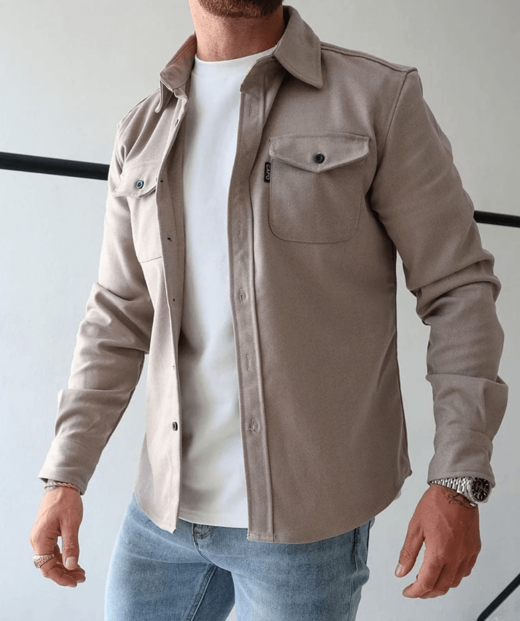 Modern Fit Overhemdjack voor Heren Stijlvol Comfortabel Casual Shirt met Dubbele Borstzakken en Knoopsluiting | Sulvida