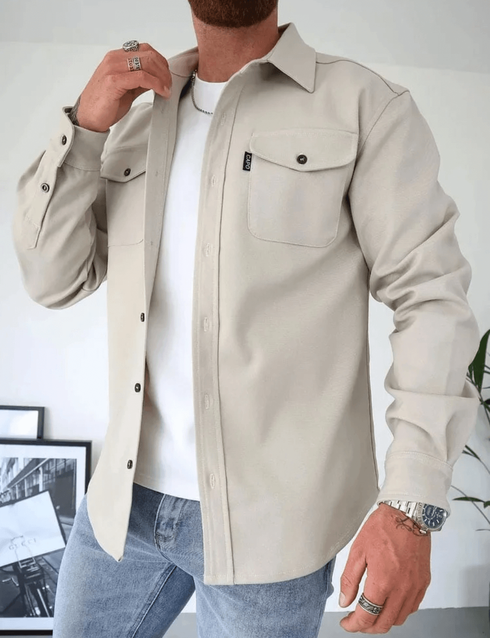 Modern Fit Overhemdjack voor Heren Stijlvol Comfortabel Casual Shirt met Dubbele Borstzakken en Knoopsluiting | Sulvida