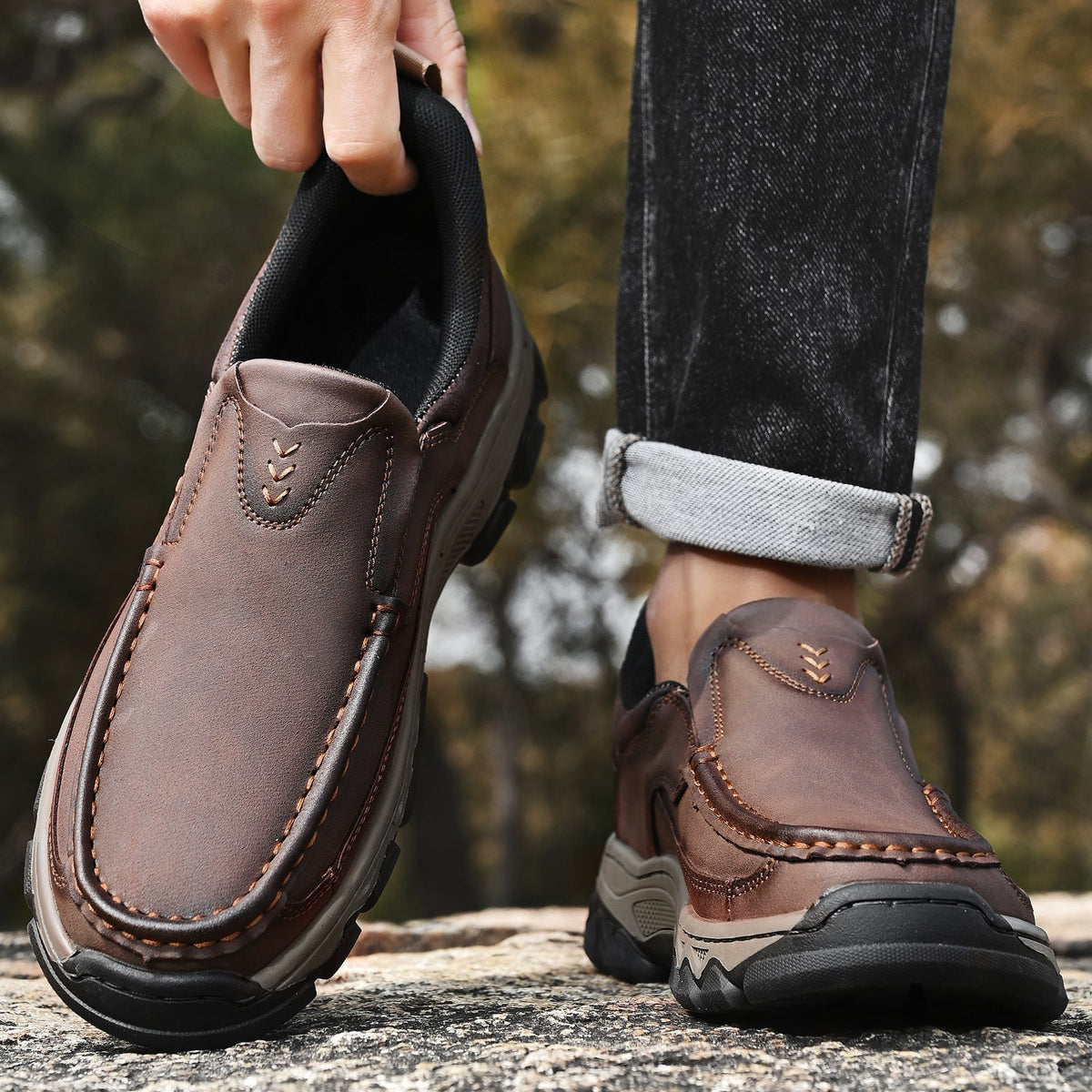 Orthopedische Instappers Heren Loopschoenen Comfortabel Casual Lichtbruin Donkerbruin Zwart Dagelijks | Sulvida