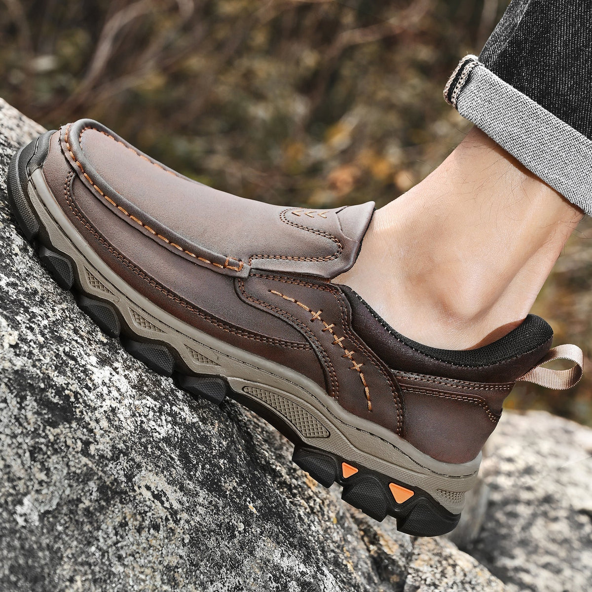 Orthopedische Instappers Heren Loopschoenen Comfortabel Casual Lichtbruin Donkerbruin Zwart Dagelijks | Sulvida