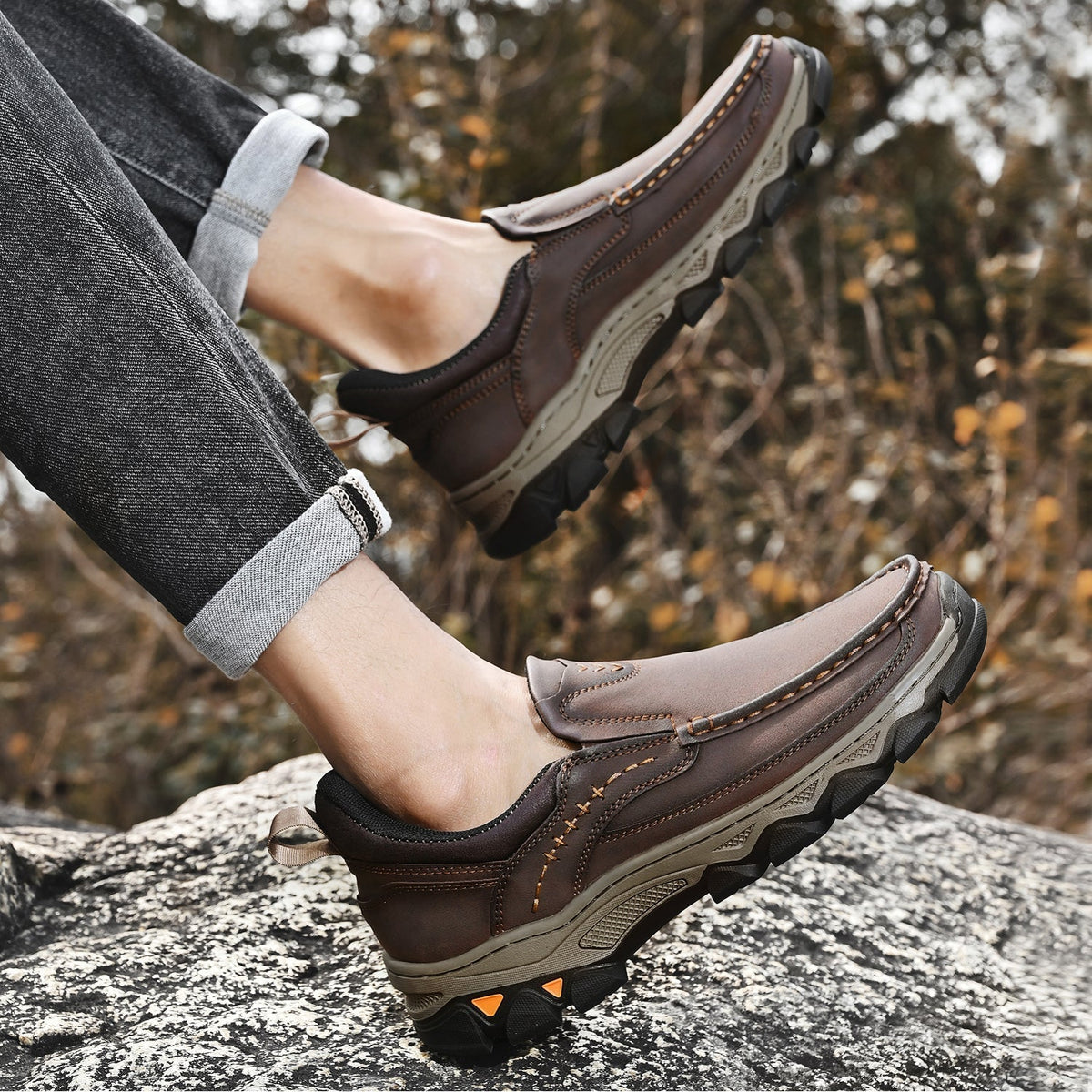 Orthopedische Instappers Heren Loopschoenen Comfortabel Casual Lichtbruin Donkerbruin Zwart Dagelijks | Sulvida