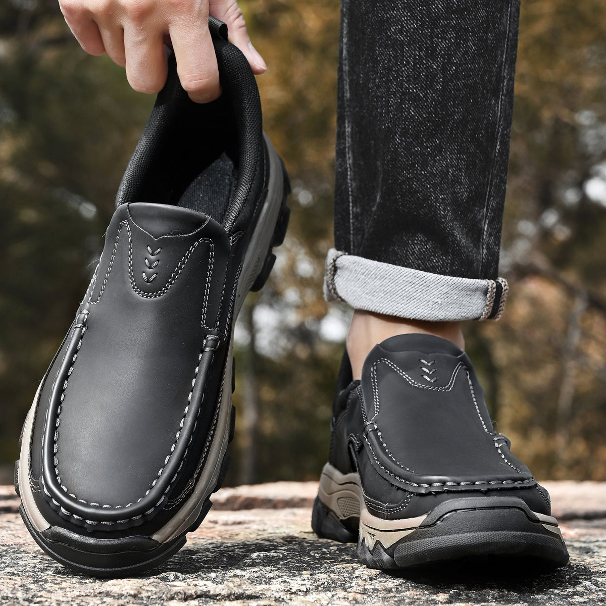 Orthopedische Instappers Heren Loopschoenen Comfortabel Casual Lichtbruin Donkerbruin Zwart Dagelijks | Sulvida