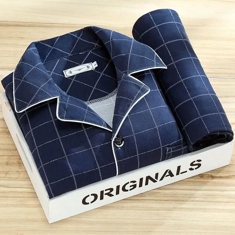 Heren Pyjama Set met Knoopsluiting voor Ultiem Slaapcomfort Stijlvolle Nachten Thuis Ontspanning Lounge | Sulvida
