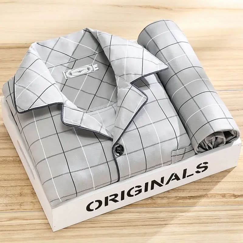 Heren Pyjama Set met Knoopsluiting voor Ultiem Slaapcomfort Stijlvolle Nachten Thuis Ontspanning Lounge | Sulvida