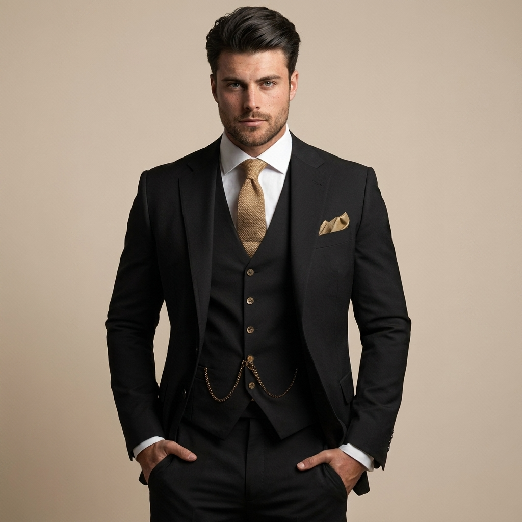 Heren driedelig formeel pak met blazer gilet en pantalon premium pakset klassiek zakelijk elegant kostuumset | Sulvida