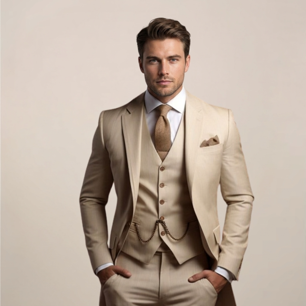 Heren driedelig formeel pak met blazer gilet en pantalon premium pakset klassiek zakelijk elegant kostuumset | Sulvida