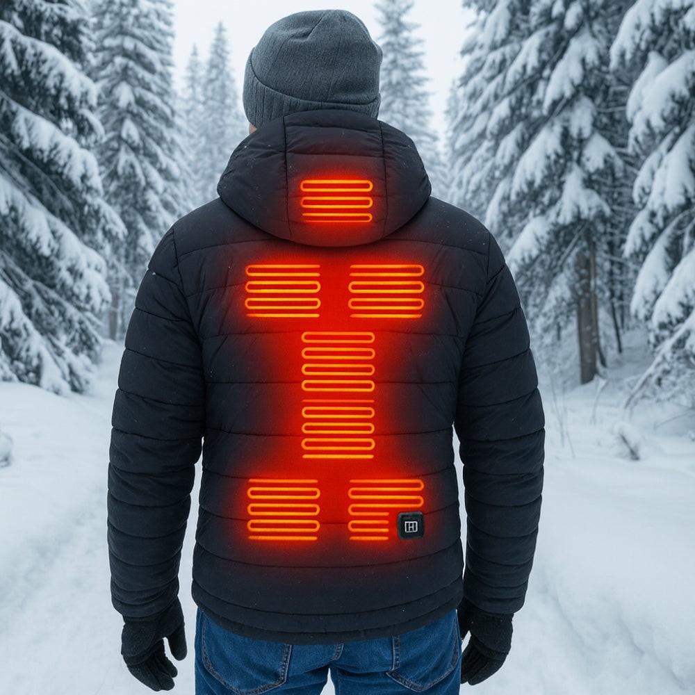Verwarmde Winterjas Heren met Temperatuurregeling Capuchon Gewatteerd Waterdicht Outdoor Jas Winterkleding | Sulvida