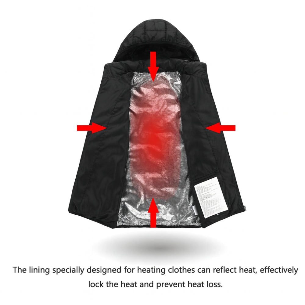 Verwarmde Winterjas Heren met Temperatuurregeling Capuchon Gewatteerd Waterdicht Outdoor Jas Winterkleding | Sulvida