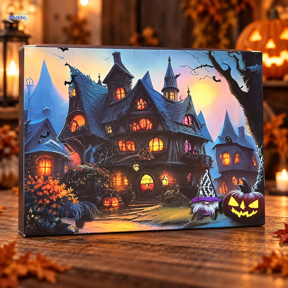 Kersttafereel Adventskalender met Gnoom Decoratie Vakjes voor Kerst en Halloween Feestdagen Countdown | Sulvida
