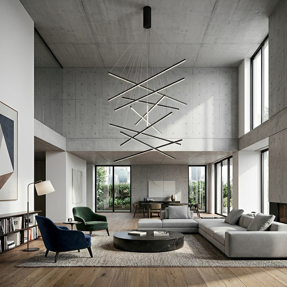 Geometrische Trapsgewijze Dimbare LED Hanglamp Zwart Modern Design met Afstandsbediening voor Woonkamer | Sulvida