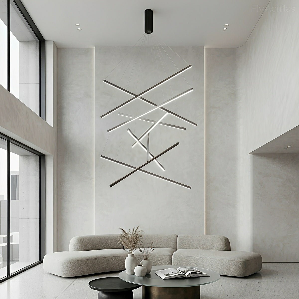 Geometrische Trapsgewijze Dimbare LED Hanglamp Zwart Modern Design met Afstandsbediening voor Woonkamer | Sulvida