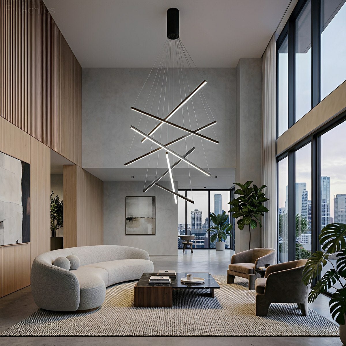 Geometrische Trapsgewijze Dimbare LED Hanglamp Zwart Modern Design met Afstandsbediening voor Woonkamer | Sulvida