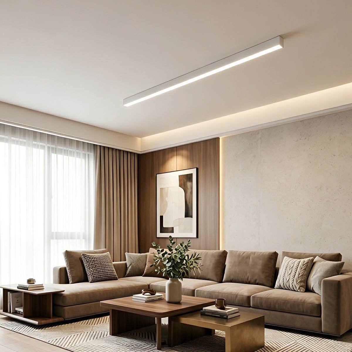 LED Plafondlamp Dimbaar met Afstandsbediening Aluminium Zwart Wit Moderne Stripverlichting Woonkamer Slaapkamer | Sulvida