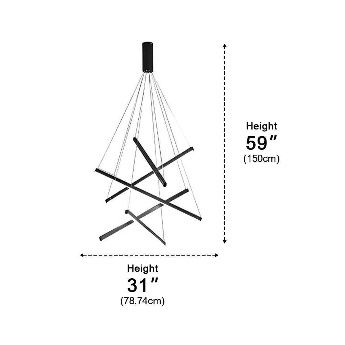 Geometrische Trapsgewijze Dimbare LED Hanglamp Zwart Modern Design met Afstandsbediening voor Woonkamer | Sulvida