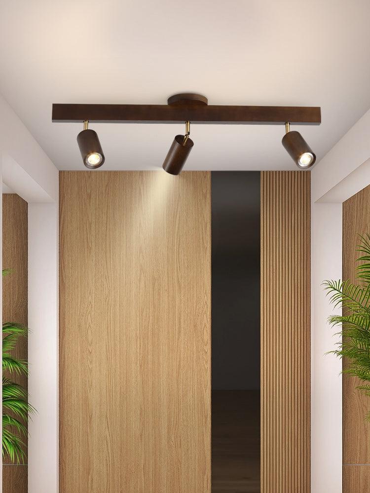 Houten Plafondlamp met Verstelbare Spots Moderne Spotlamp Hout Eetkamer Woonkamer Plafondverlichting Design | Sulvida
