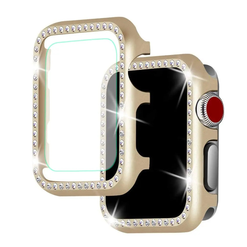 Étui de protection pour Apple Watch 38mm 40mm 42mm avec accents décoratifs en diamant, accessoire brillant pour montre connectée | Sulvida