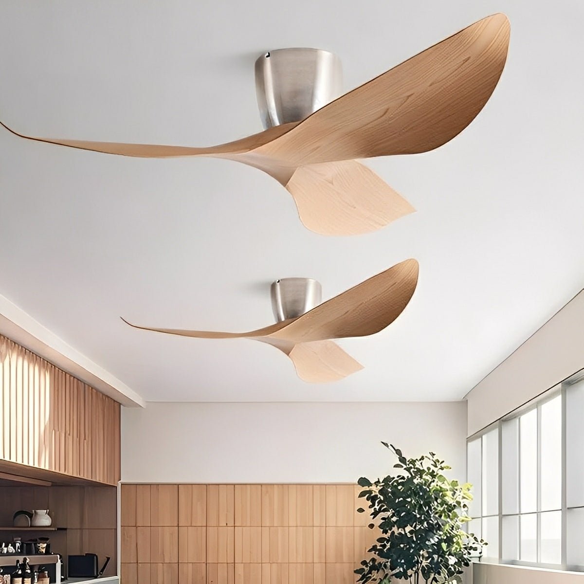 Plafondventilator zonder Verlichting 6 Snelheden DC Motor Omkeerbaar Wit Zwart Hout Slaapkamer Woonkamer | Sulvida