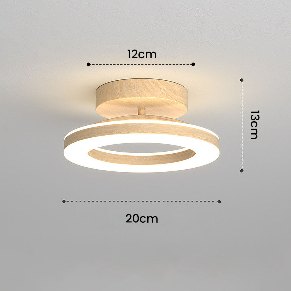 Ronde Plafondlamp Hout Design Warm Neutraal Licht voor Gang Keuken Hal 20 of 30 cm Scandinavisch Stijl | Sulvida