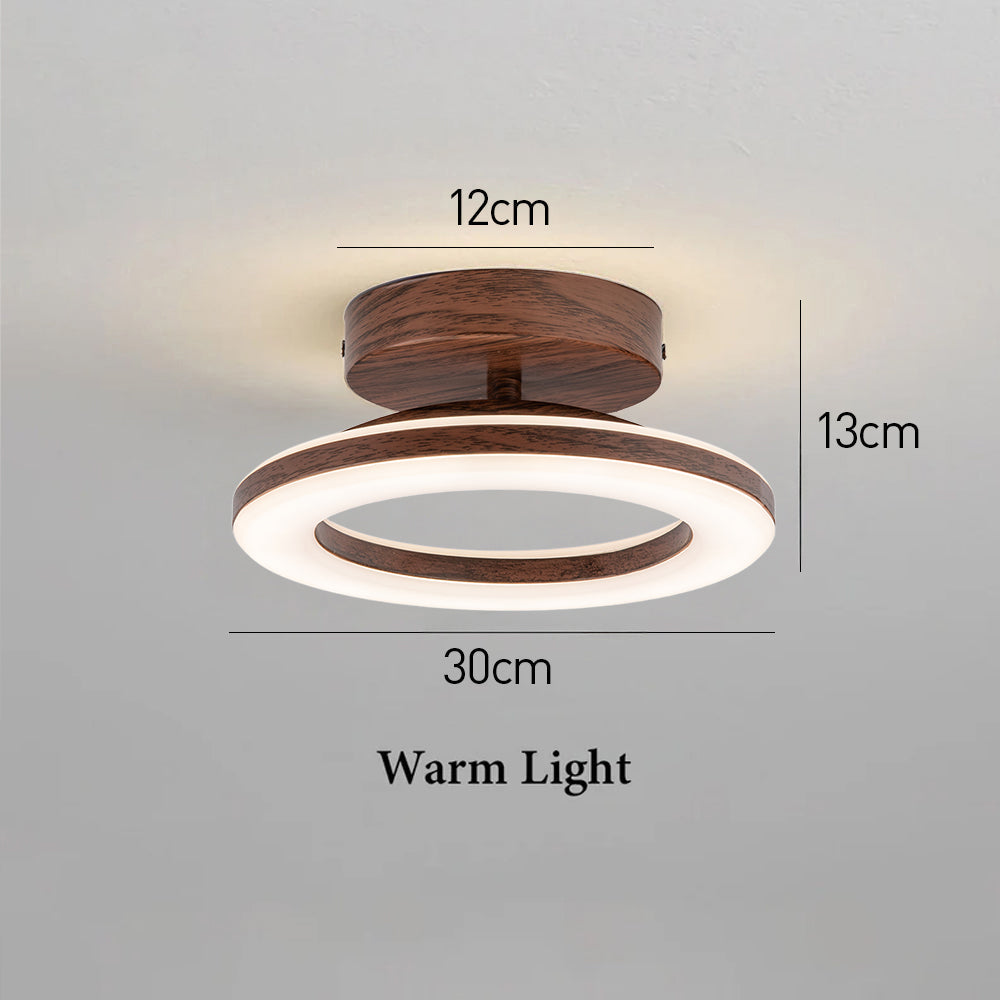 Ronde Plafondlamp Hout Design Warm Neutraal Licht voor Gang Keuken Hal 20 of 30 cm Scandinavisch Stijl | Sulvida