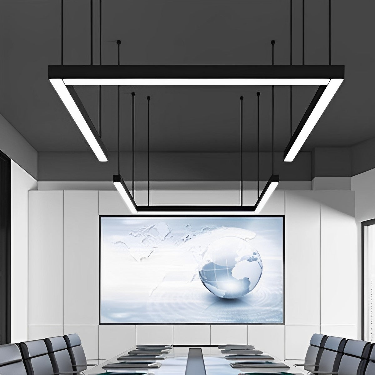 Lineaire LED Hanglamp Zwart Aluminium Minimalistisch Design voor Kantoor Woonkamer Keuken Eetkamer 100-200cm | Sulvida
