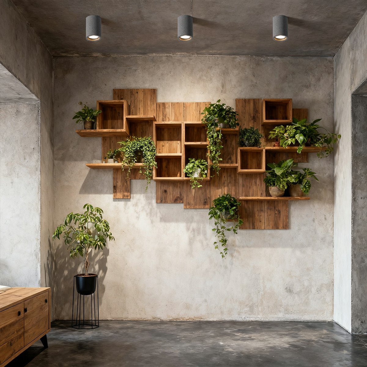 Ronde betonnen plafondlamp LED 7W grijs minimalistisch industrieel design woonkamer keuken slaapkamer | Sulvida