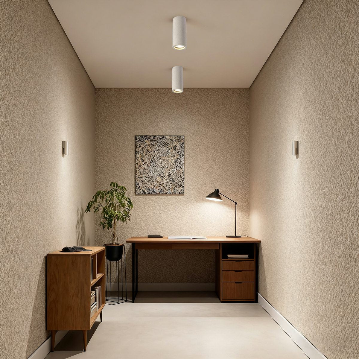 Ronde betonnen plafondlamp LED 7W grijs minimalistisch industrieel design woonkamer keuken slaapkamer | Sulvida