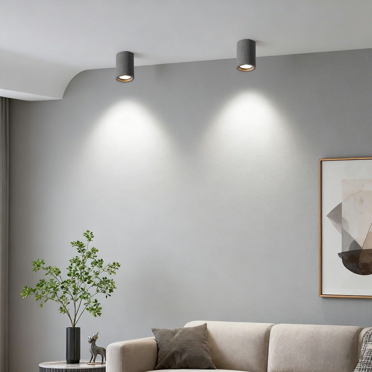 Ronde betonnen plafondlamp LED 7W grijs minimalistisch industrieel design woonkamer keuken slaapkamer | Sulvida