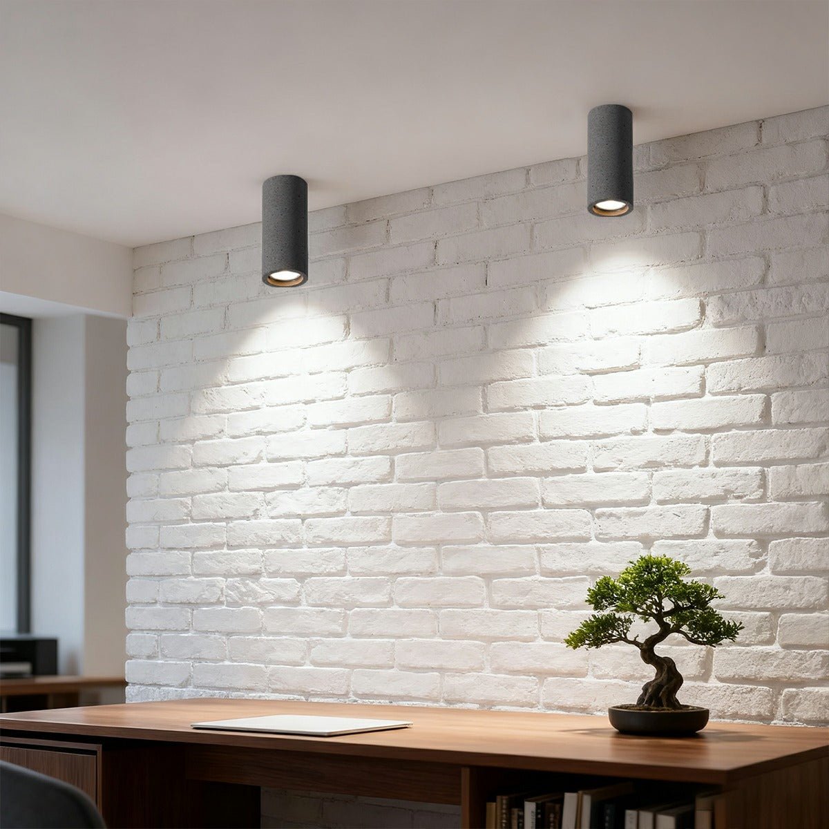 Ronde betonnen plafondlamp LED 7W grijs minimalistisch industrieel design woonkamer keuken slaapkamer | Sulvida
