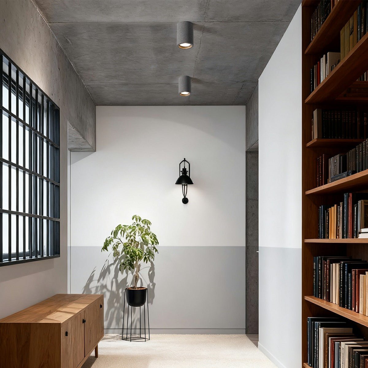Ronde betonnen plafondlamp LED 7W grijs minimalistisch industrieel design woonkamer keuken slaapkamer | Sulvida