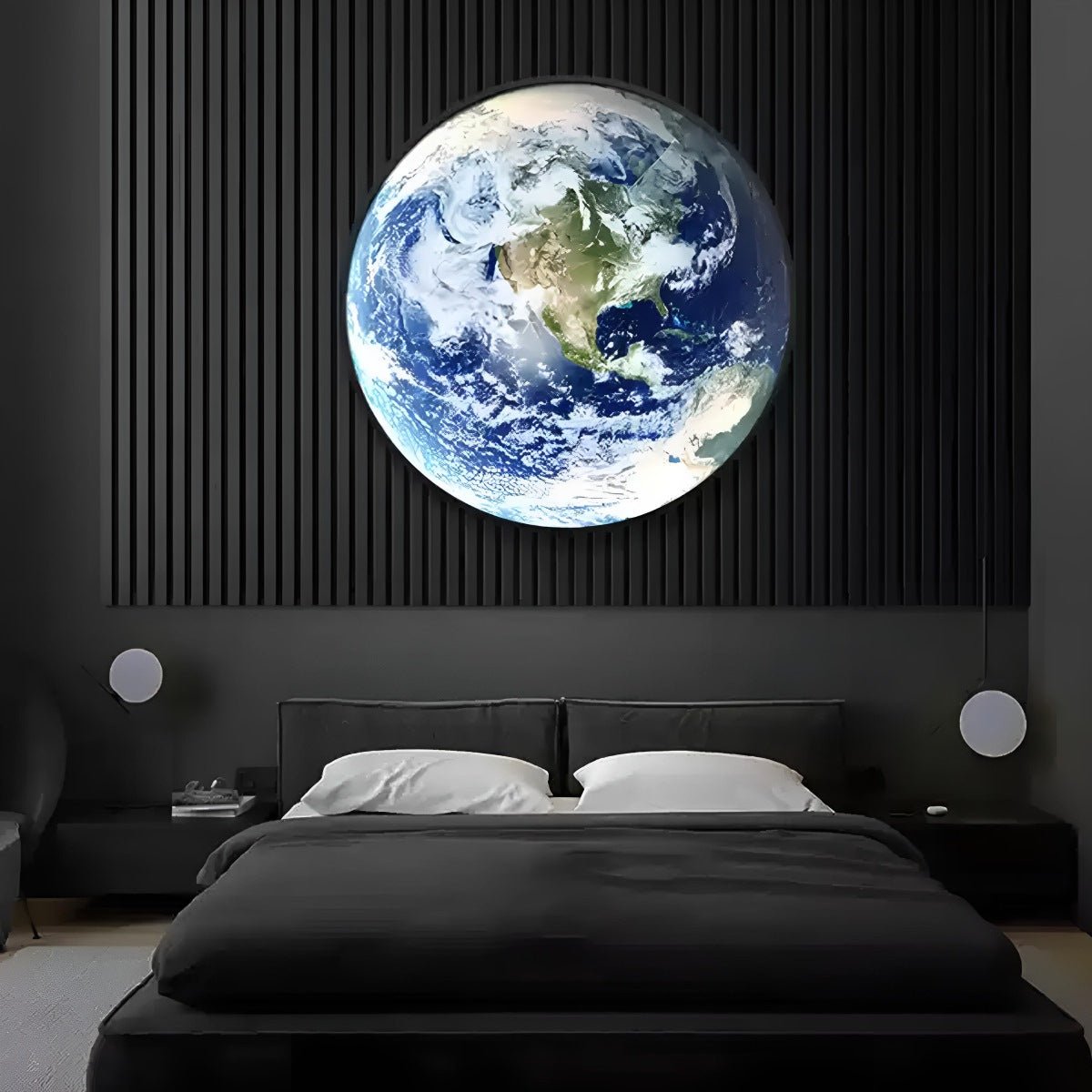 Wandlamp met Aarde Wereldbol Design Dimbaar LED Verlichting Blauw Acryl Metaal voor Woonkamer Slaapkamer | Sulvida