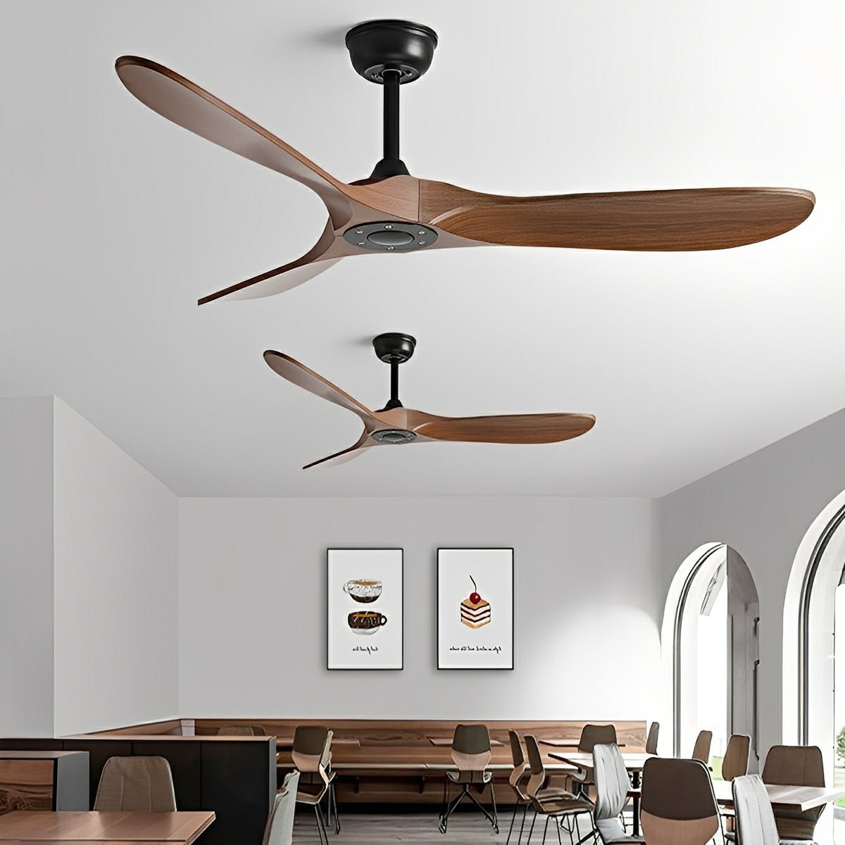 Plafondventilator met DC-motor Scandinavisch Design Omkeerbaar Wit Zwart Hout 42 52 60 Inch Slaapkamer Woonkamer | Sulvida