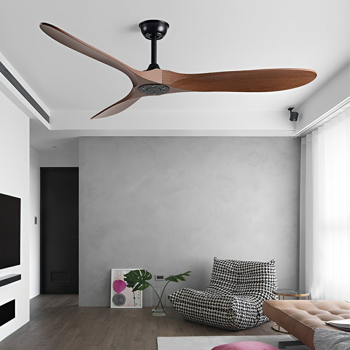 Plafondventilator met DC-motor Scandinavisch Design Omkeerbaar Wit Zwart Hout 42 52 60 Inch Slaapkamer Woonkamer | Sulvida