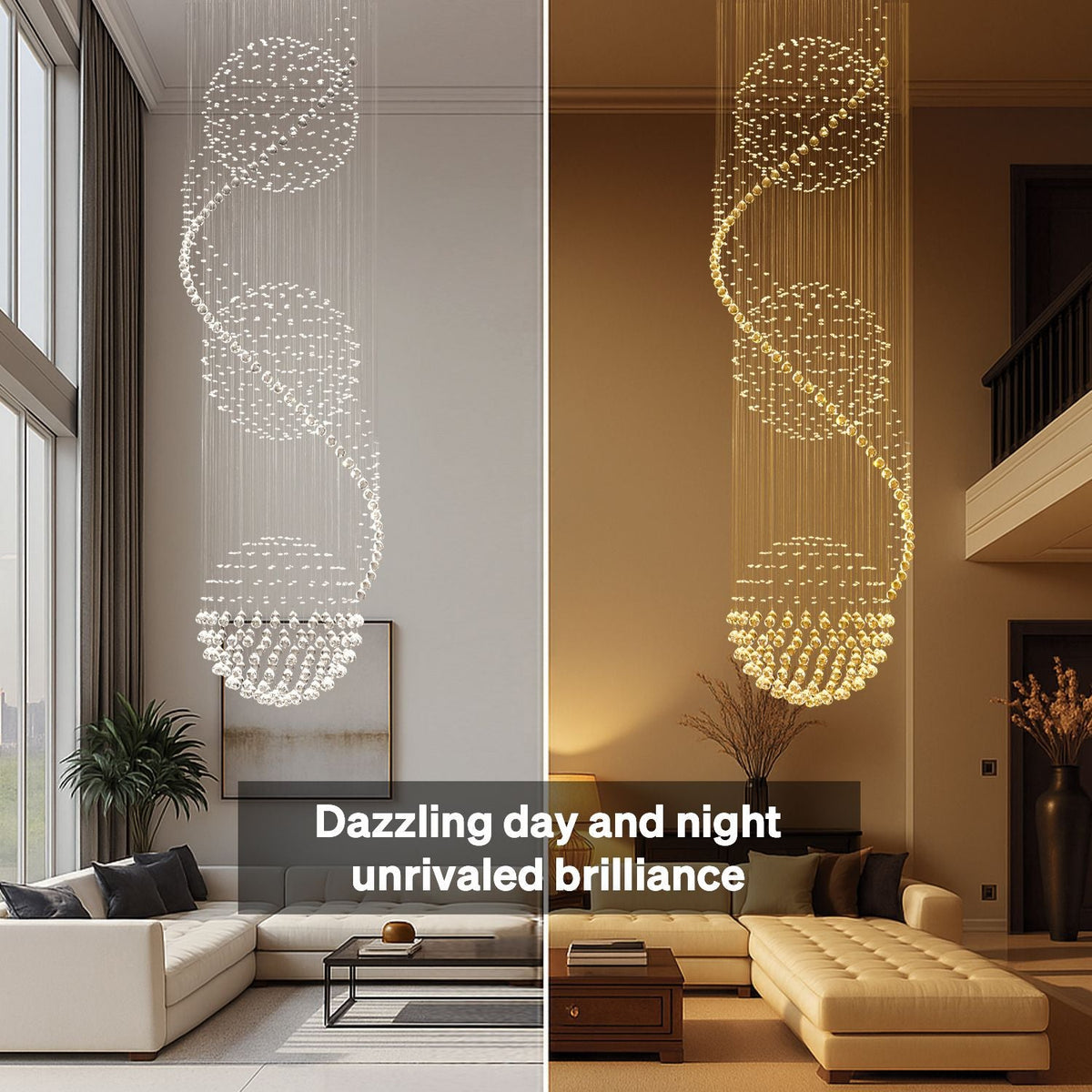 Kristallen Kroonluchter Spiraal Chroom K9 Druppels Trapgat Luxe Verlichting Hal Entree Design Woonkamer | Sulvida