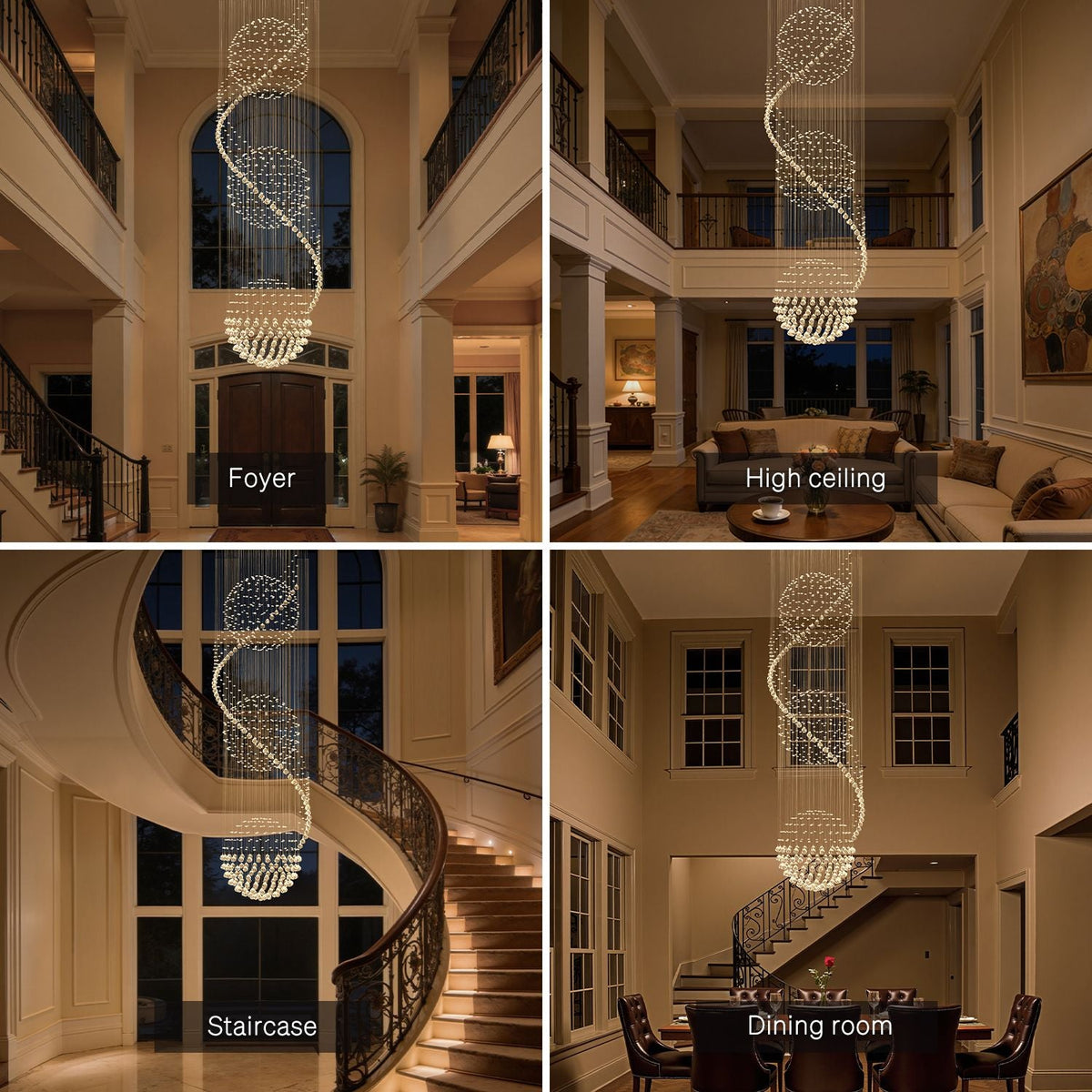 Kristallen Kroonluchter Spiraal Chroom K9 Druppels Trapgat Luxe Verlichting Hal Entree Design Woonkamer | Sulvida