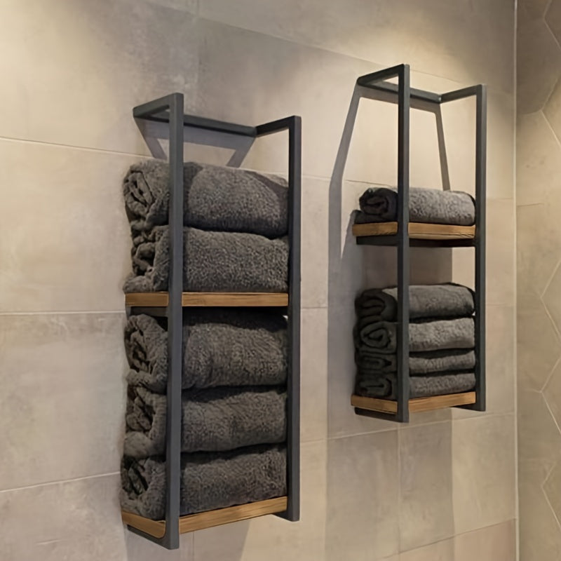 Handdoekrek voor Badkamer Wandmontage 77×14,5cm Edelstaal Ruimtebesparend 2-Laags Handdoekenhouder Design | Sulvida