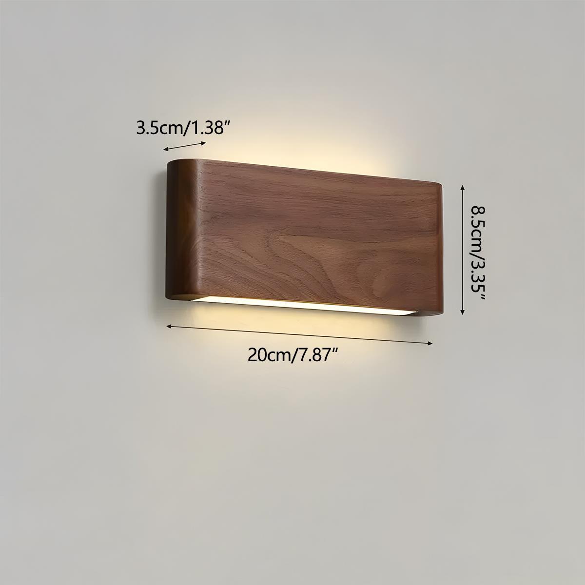 Wandlamp LED Hout Rechthoekig Notenhout 3 Standen Verstelbaar Warm Licht Sfeervol Modern Design Woonkamer | Sulvida