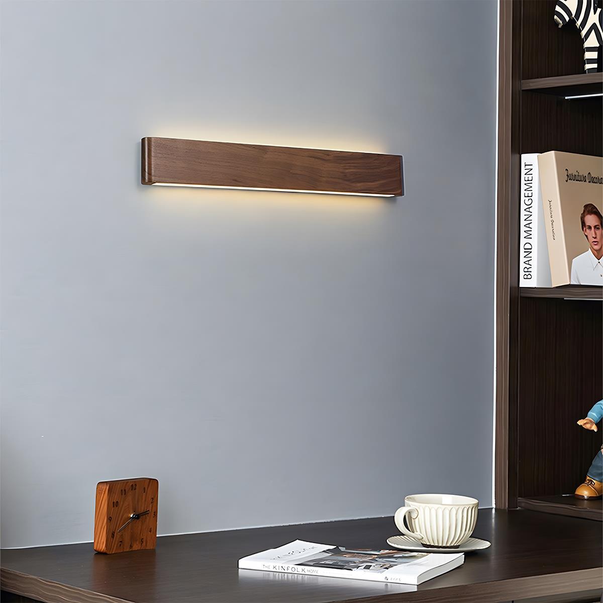 Wandlamp LED Hout Rechthoekig Notenhout 3 Standen Verstelbaar Warm Licht Sfeervol Modern Design Woonkamer | Sulvida