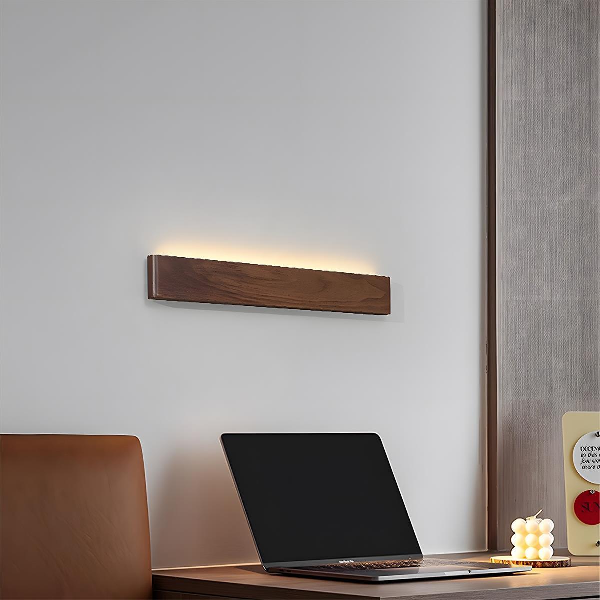Wandlamp LED Hout Rechthoekig Notenhout 3 Standen Verstelbaar Warm Licht Sfeervol Modern Design Woonkamer | Sulvida