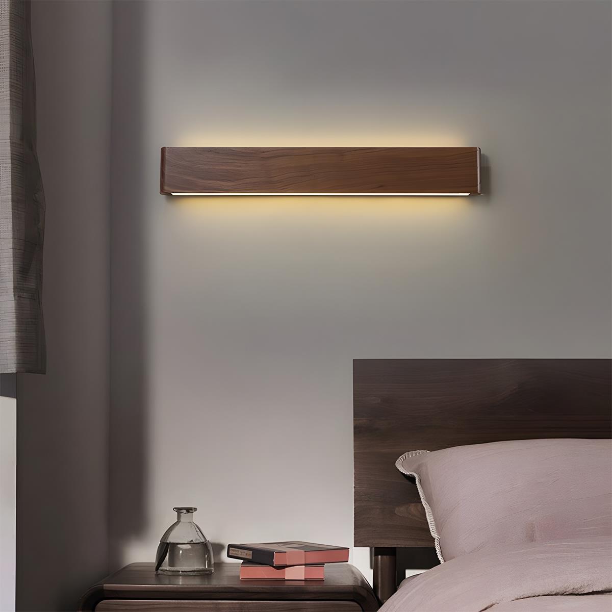 Wandlamp LED Hout Rechthoekig Notenhout 3 Standen Verstelbaar Warm Licht Sfeervol Modern Design Woonkamer | Sulvida