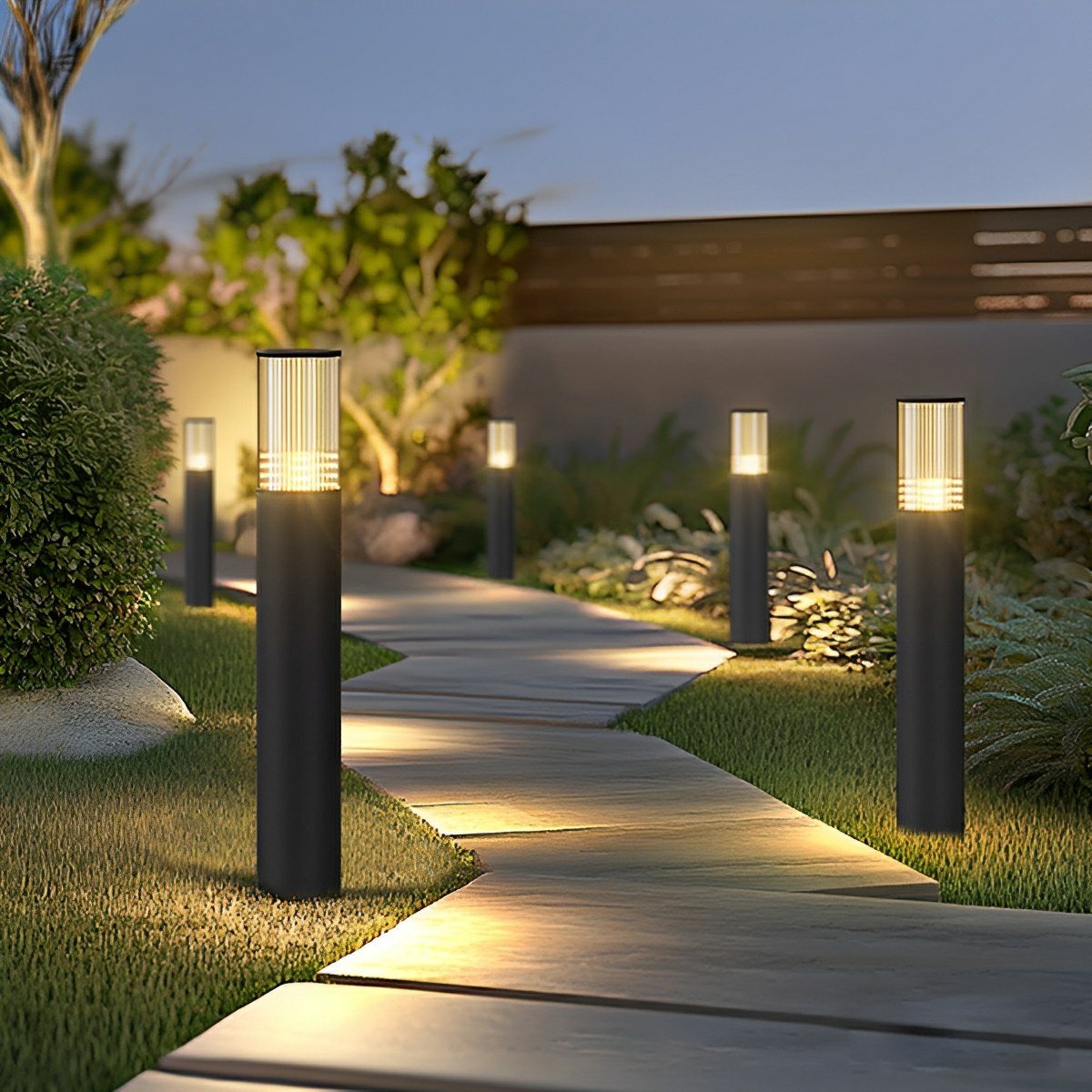 LED Sokkellamp Cilinder Zwart Waterdicht IP65 Tuinverlichting 40-80cm Tuin Oprit Terras Pad Warm Wit Licht | Sulvida