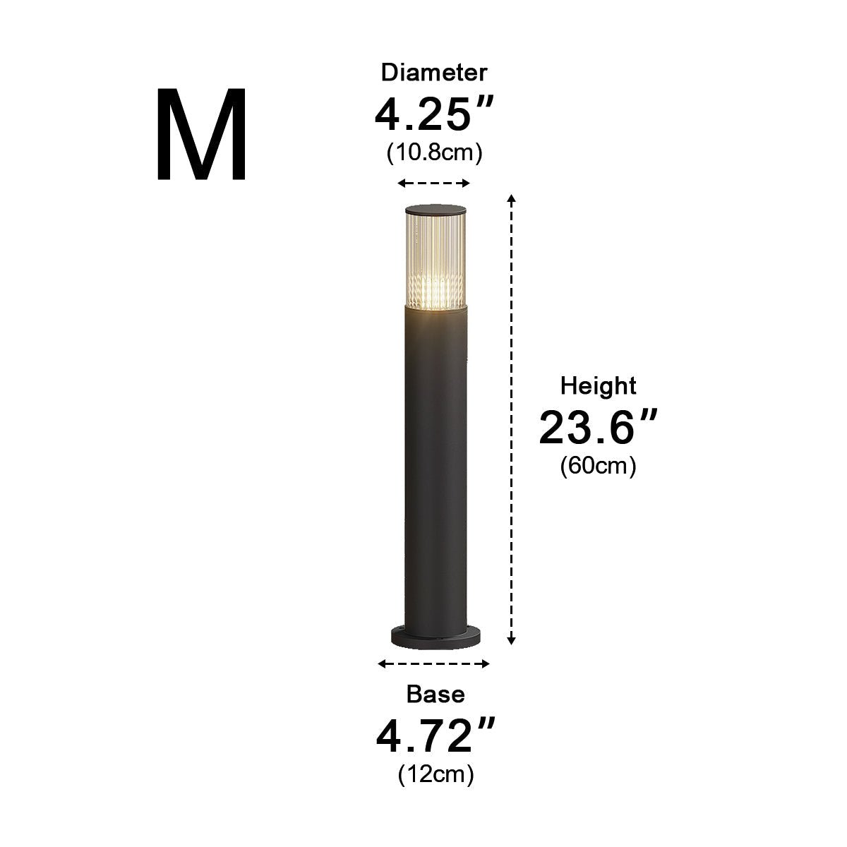 LED Sokkellamp Cilinder Zwart Waterdicht IP65 Tuinverlichting 40-80cm Tuin Oprit Terras Pad Warm Wit Licht | Sulvida