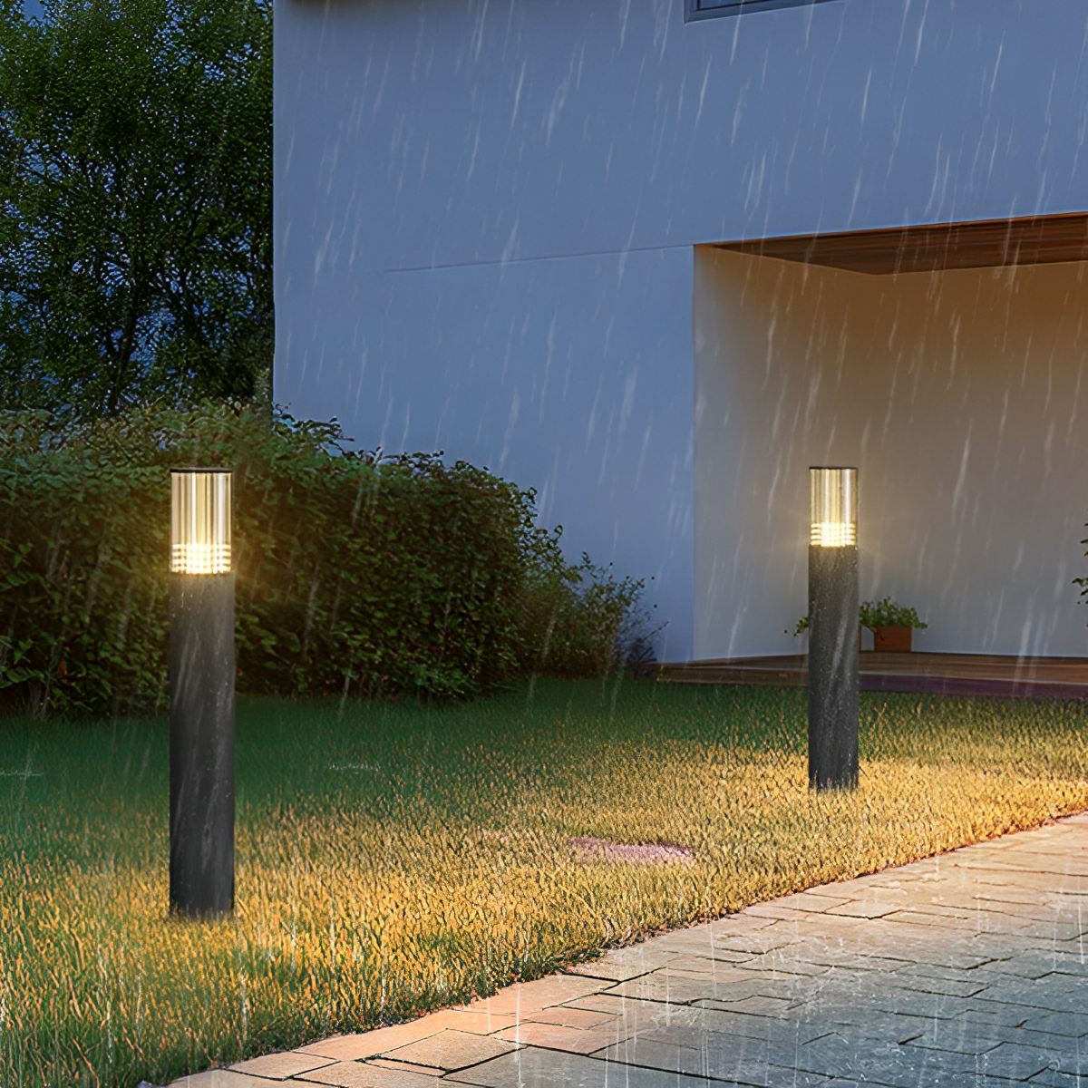 LED Sokkellamp Cilinder Zwart Waterdicht IP65 Tuinverlichting 40-80cm Tuin Oprit Terras Pad Warm Wit Licht | Sulvida