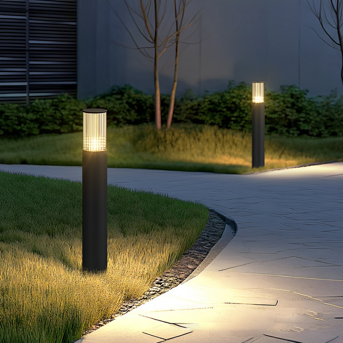 LED Sokkellamp Cilinder Zwart Waterdicht IP65 Tuinverlichting 40-80cm Tuin Oprit Terras Pad Warm Wit Licht | Sulvida