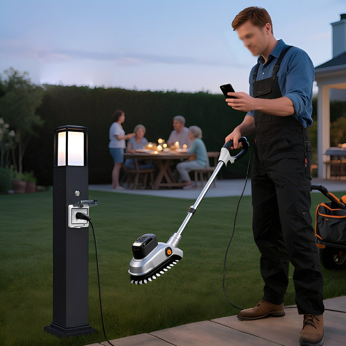 Sokkellamp buiten zwart met stopcontact IP67 waterdicht tuinverlichting padverlichting voor tuin terras en erf | Sulvida